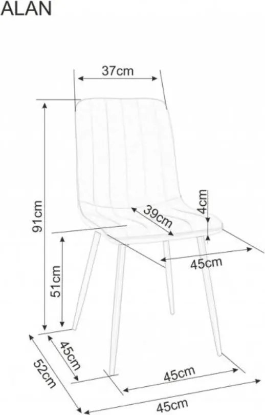 Ciemnoszare krzesło do jadalni ALAN B z czarnymi nogami