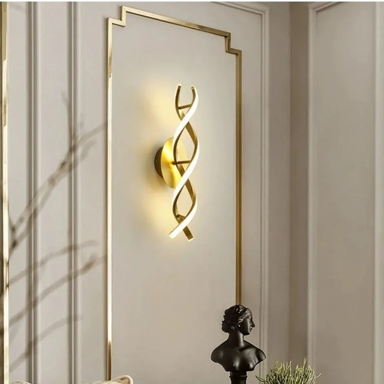 Kinkiet lampa wisząca LED spirala metalowa AT80-2KL-Gold