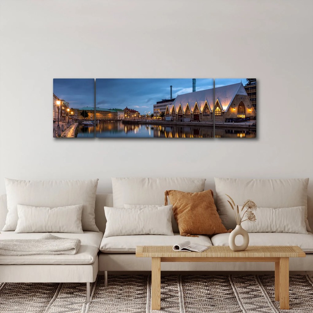 Obraz kanału wodnego - Göteborg (170x50 cm)