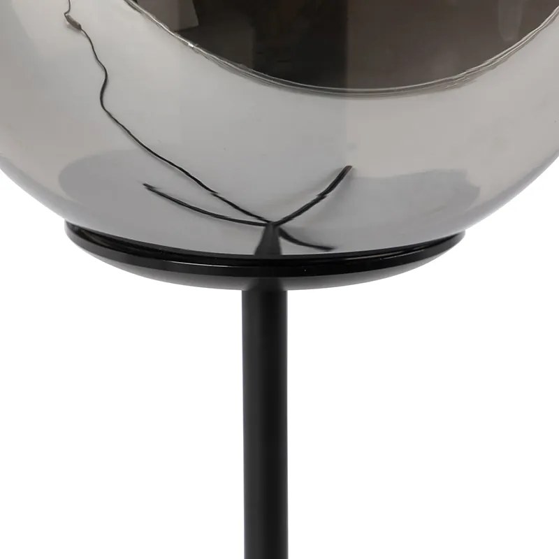 Lampa stołowa art deco czarna z przydymionym szkłem 45,5 cm - Pallon ArtDeco Oswietlenie wewnetrzne