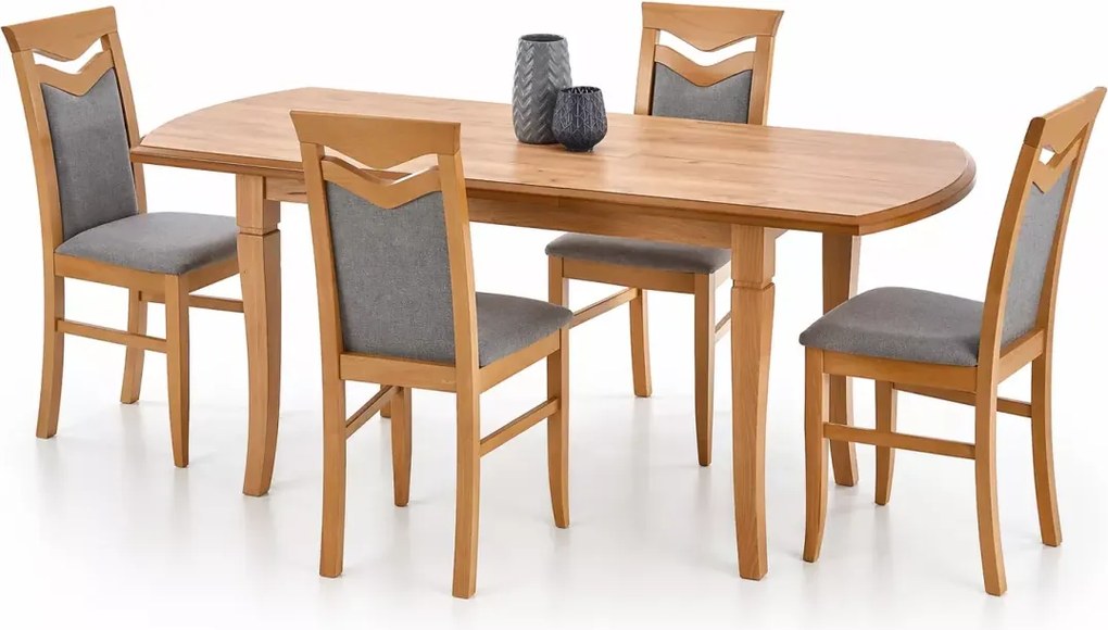 Elegancki rozkładany stół owalny Littoral 160-240 cm z laminowanym blatem i drewnianymi nogami
