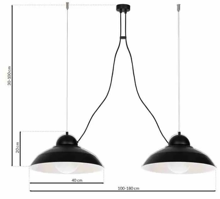 Lampa wisząca industrialna, czarna, podwójna GUSTAV BLACK 2xE27