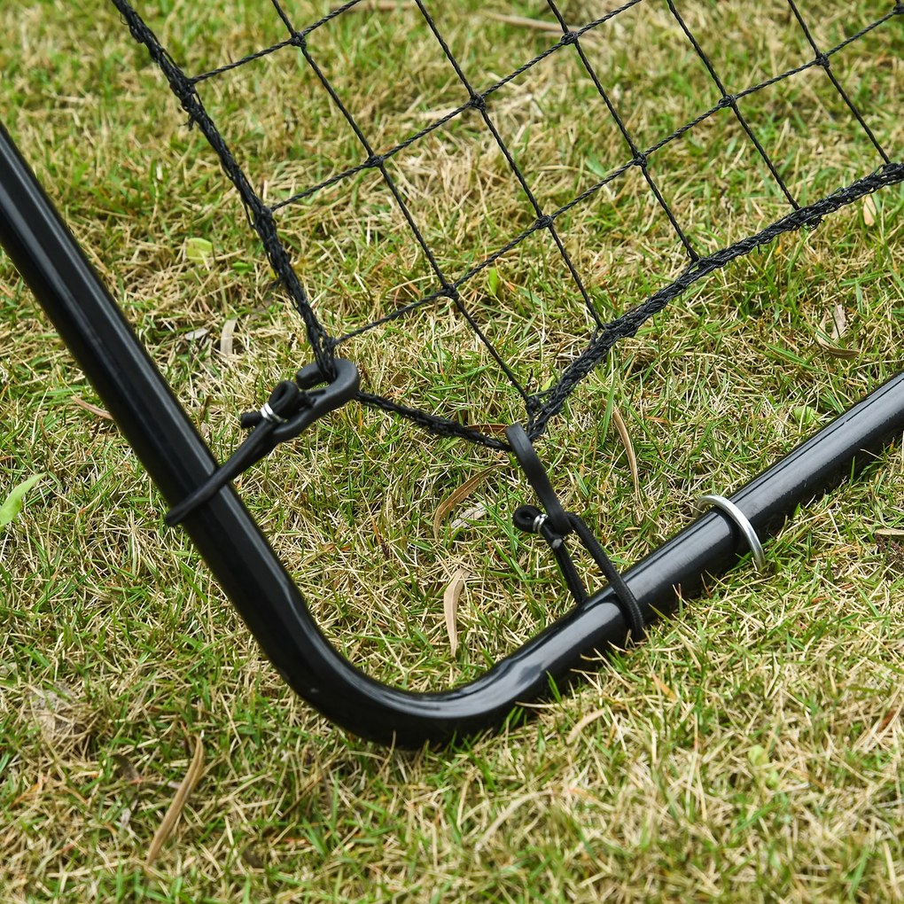 HOMCOM Rebounder bramka do piłki nożnej z siatką odbijającą Stalowa konstrukcja do treningu precyzji i odbioru Czarna 75x126 cm | Aosom PL