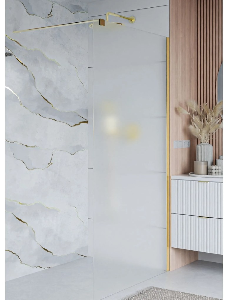 Ścianka prysznicowa Walk-in satynowa matowa prostokątna 8 mm MOLIS Satin Classic MASSI | rożne rozmiary : Kolor profili kabiny - czarny, Szerokość ścianki - 80 cm, Typ montażu - WALK in FIX (Do ściany)