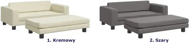 Kremowa sofa dla dziewczynki z podnóżkiem z ekoskóry E2-H37