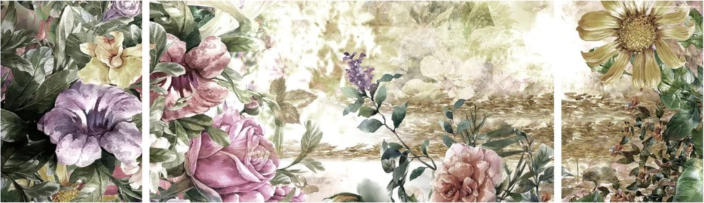 Obraz - Designerskie kwiaty (170x50 cm)