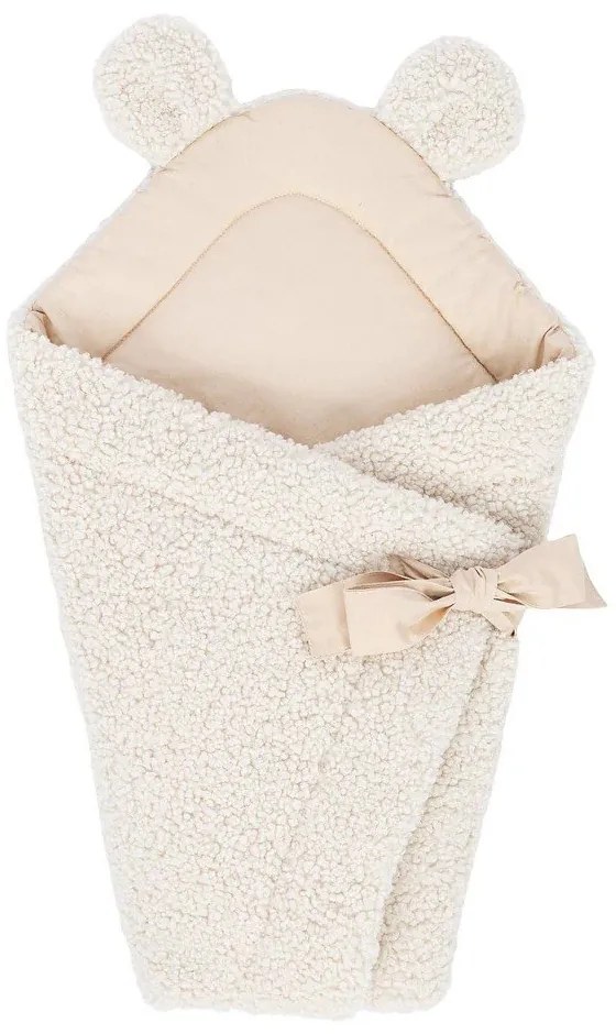 Kremowy rożek niemowlęcy z materiału sherpa 35x65 cm – Meowbaby