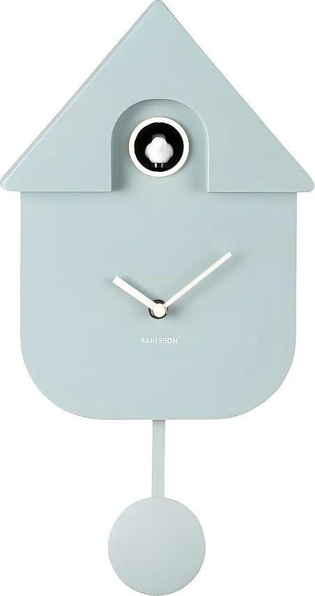 Nowoczesny zegar ścienny z kukułką - miękki niebieski