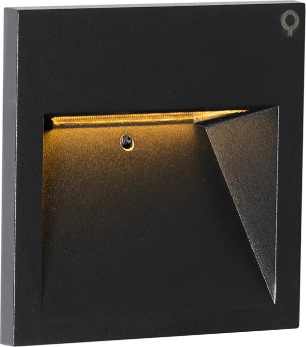 Zestaw 4 nowoczesnych, wpuszczanych lamp ściennych czarnych z LED - Gem 2