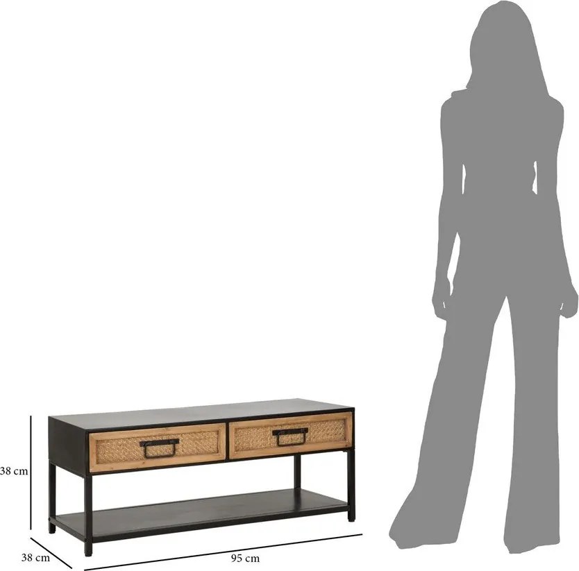 Czarno-naturalna metalowa szafka pod TV 95x38x38 cm Hanoi – Mauro Ferretti