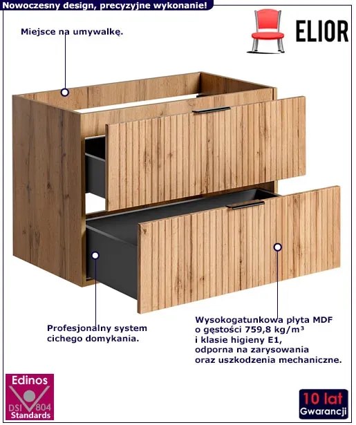Szafka pod umywalkę w kolorze dębu P1-B96