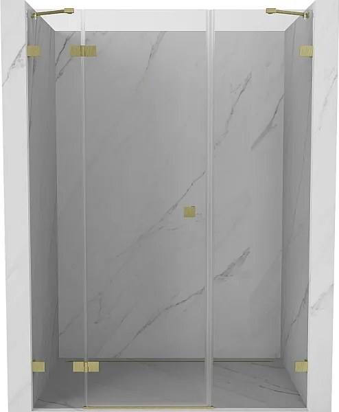 Mexen Lunar drzwi prysznicowe uchylne lewe 140 cm, transparent, złote szczotkowane - 834S-140-050-55-00-L