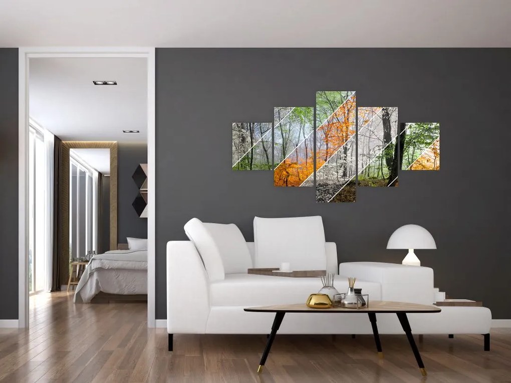 Obraz - Zmieniające się pory roku (125x70 cm)