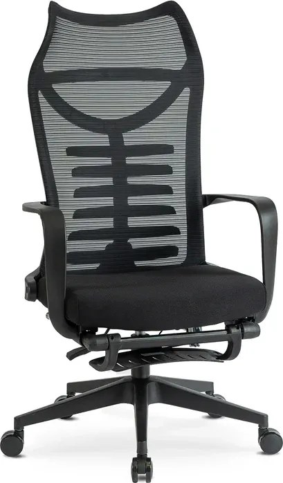 Fotel Biurowy Ergonomiczny Obrotowy z Podnóżkiem ACTON Czarny