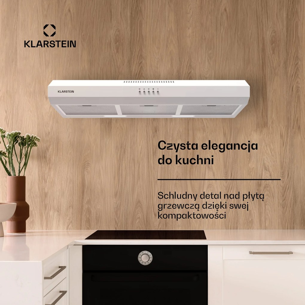 Klarstein Contempo 60cm 199m³/h Okap Podszafkowy Biały