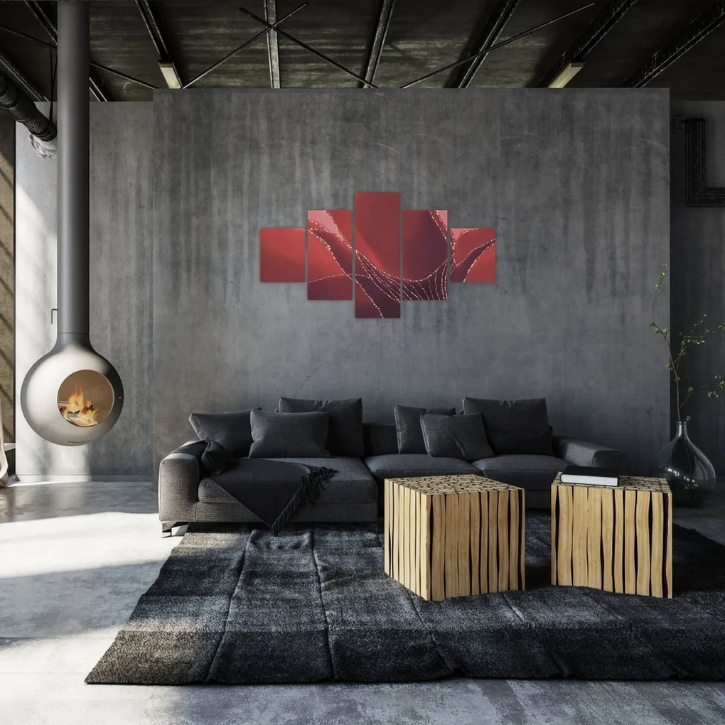 Obraz - Czerwony abstrakcyjny kwiat N⁰2 (125x70 cm)