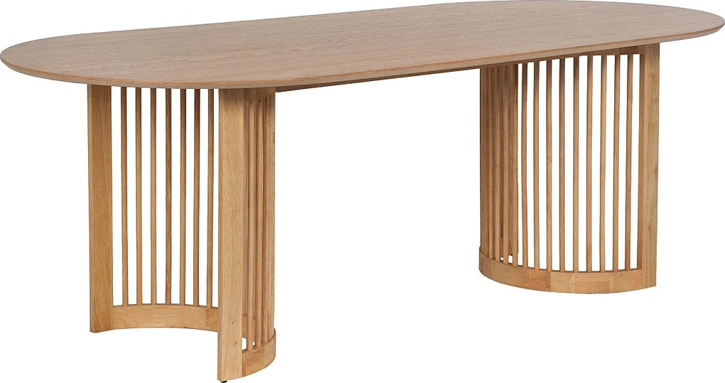 Stół jadalniany dla 8 osób z fornirem dębowym i drewnem kauczukowym - Naturalny - NELIRAM