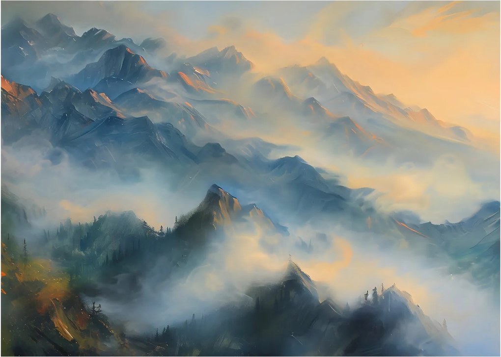Obraz - Malowany górski krajobraz (70x50 cm)