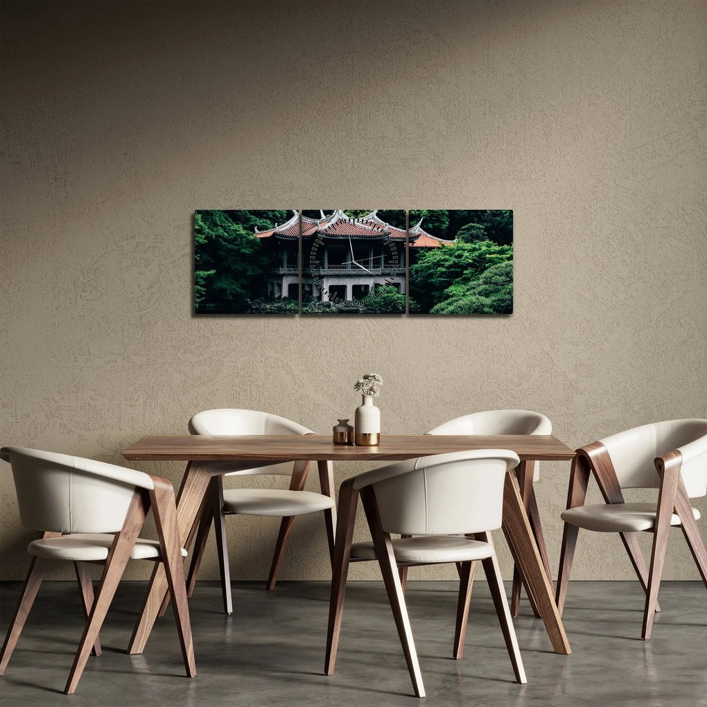 Obraz z japońskiego ogrodu narodowego (z zegarem) (90x30 cm)