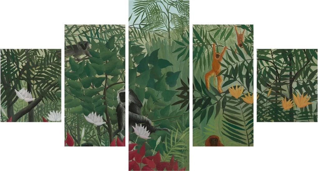 Obraz - Henri Rousseau, Tropical Forest with Monkeys, reprodukcje (125x70 cm)