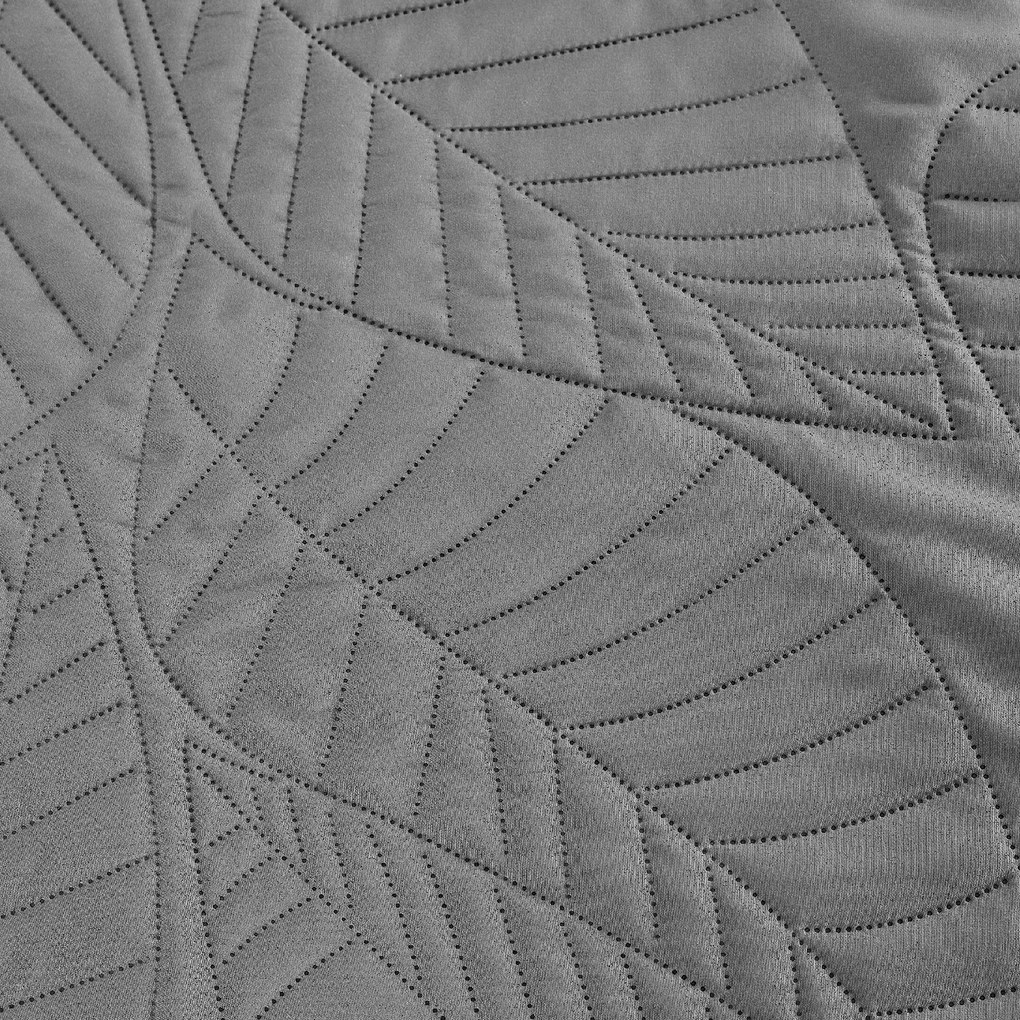 Szara narzuta na łóżko ze wzorem LEAVES Rozmiar: 220 x 240 cm