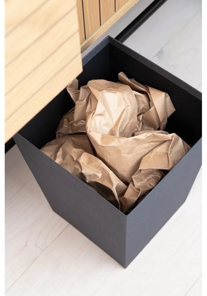 Czarny biurowy kosz na śmieci Sofia Canvas Paper Laminate – Bigso