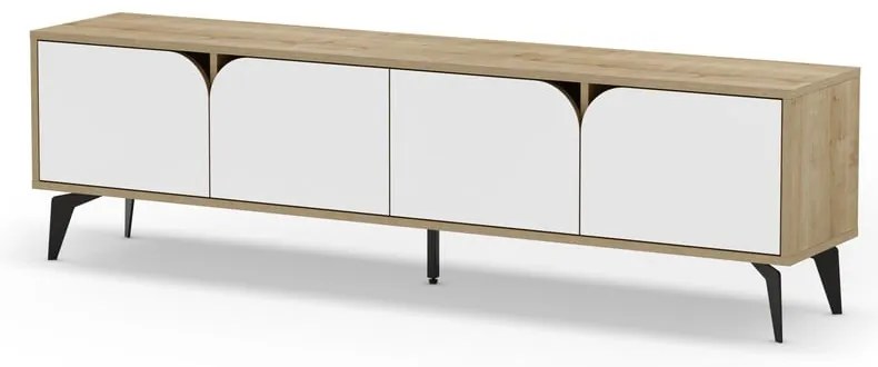 Biała szafka pod TV w dekorze dębu 180x51 cm Nola – Marckeric