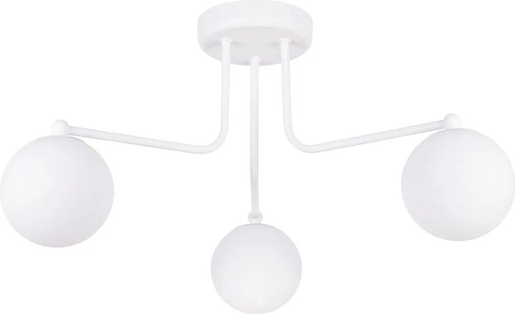 Żyrandol Minimalistyczny Astral, Stal/Szkło - 3 Źródło - L.62 X H.29 Cm - Biały