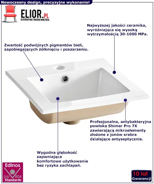 Kwadratowa umywalka meblowa Pexa - Biała