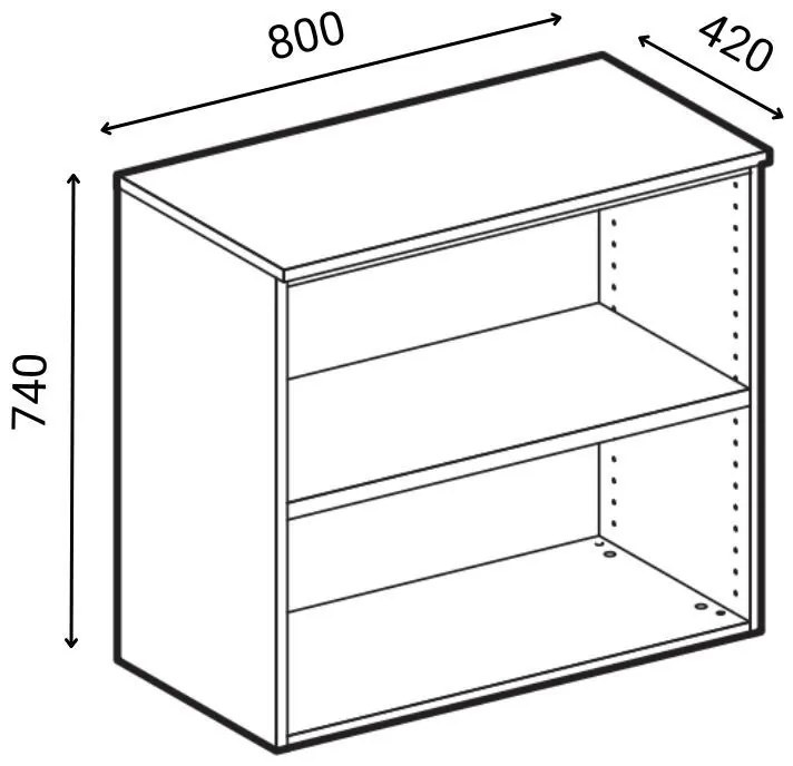 Szafa biurowa z drzwiami przesuwnymi PRIMO GRAY, 740 x 800 x 420 mm, szary/wiśnia