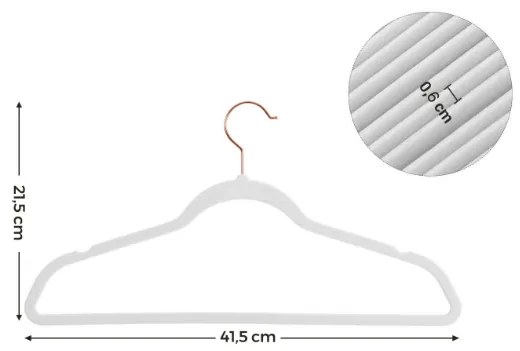 Wieszak na ubrania z białym welurem, 20 szt