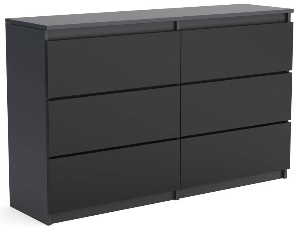 Duża komoda 6 SZUFLAD Szafka 120 cm ARIA Antracyt/Czarny