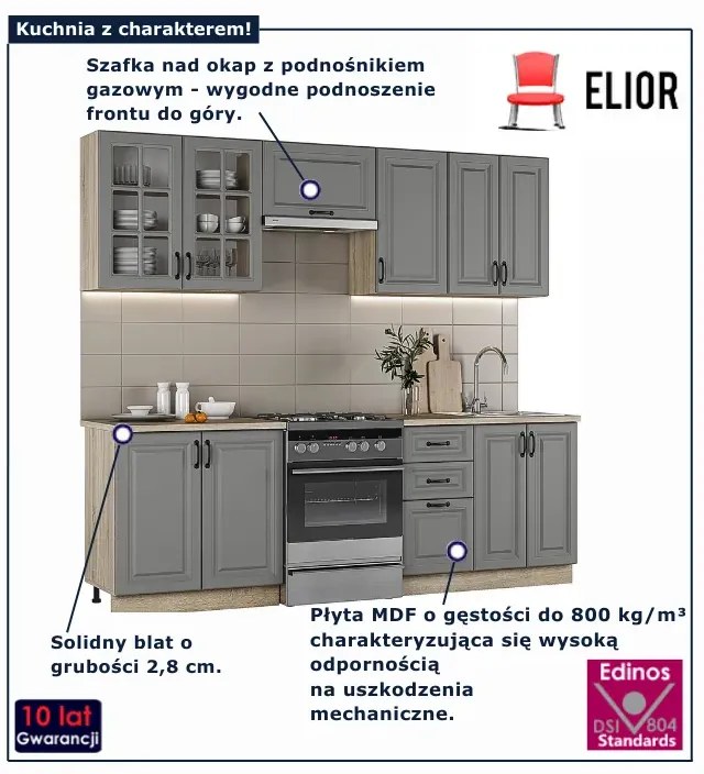 Nowoczesny komplet mebli kuchennych popiel + dąb sonoma B1-L92