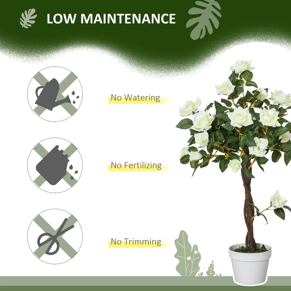 Outsunny Drzewko Szrtucznem, Sztuczna Roślina w Doniczce Cementowej, Roślina Dekoracyjna