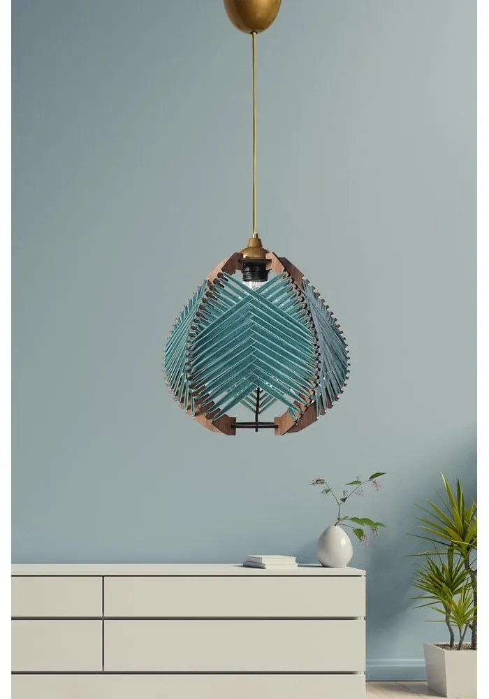 Niebieska/w naturalnym kolorze lampa wisząca z tekstylnym kloszem ø 25 cm Yola – Opviq lights