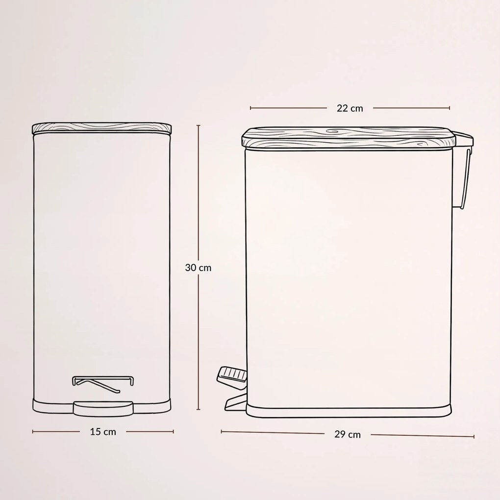 Wąski kosz łazienkowy VEDA, 5 l