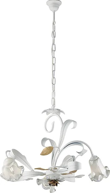 Kosz na żyrandol z żelaza lakierowanego na biało w stylu shabby shabby 3 lampy 104 Ø59 BL274-3-BCO