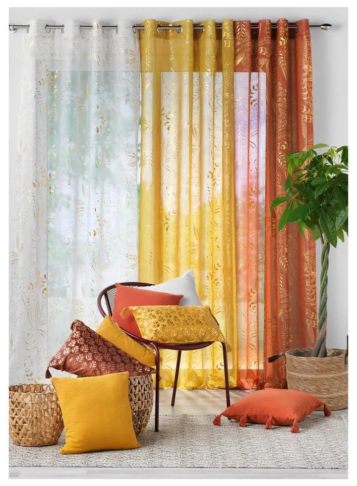 Pomarańczowa firanka z woalu 140x280 cm Belflor – douceur d'intérieur