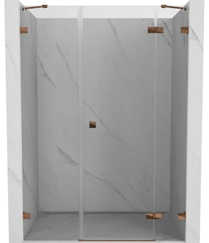 Mexen Lunar drzwi prysznicowe uchylne prawe 155 cm, transparent, różowe złoto - 834S-155-050-60-00-P