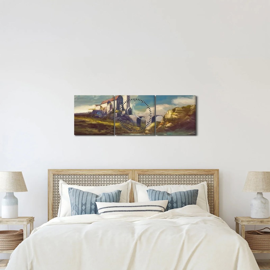 Obraz - Średniowieczny zamek (z zegarem) (90x30 cm)