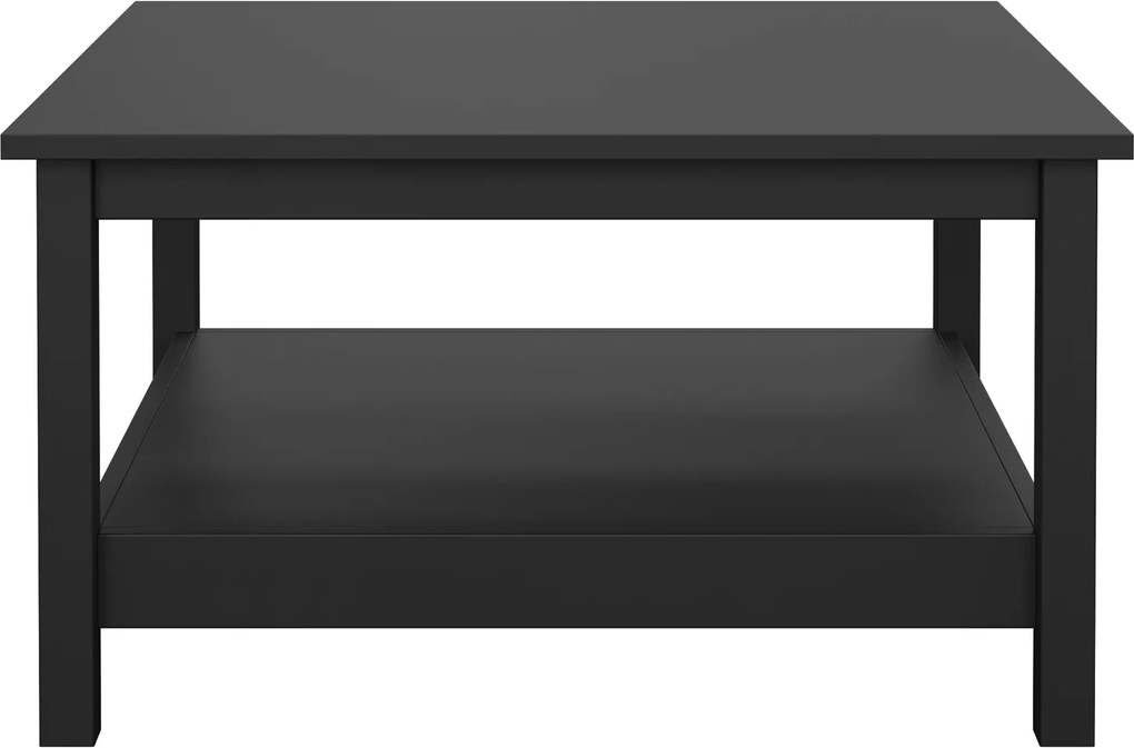 Kwadratowy stolik kawowy z półką Madrid czarny mat