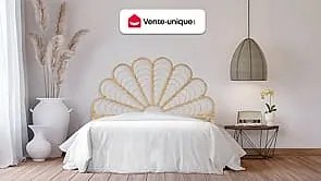 Zagłówek łóżka 160 cm - Rattan - Naturalny - FLOSIA