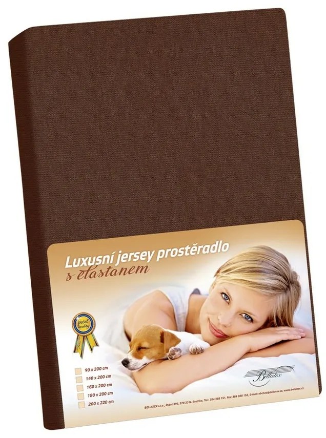 Jersey prześcieradło z elastanem brązowy, 90 x 200 cm