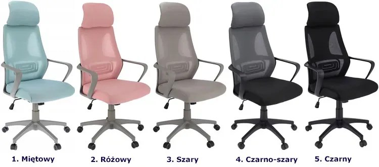 Szare Nowoczesne Ergonomiczne Krzesło Obrotowe Do Biurka T2-A37