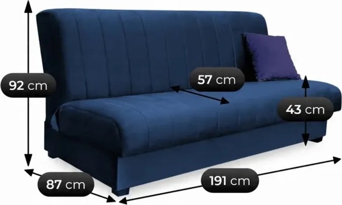 Wersalka z Funkcją Spania SIGMA Rozkładana Dwuosobowa Granatowa Nowoczesna do Salonu