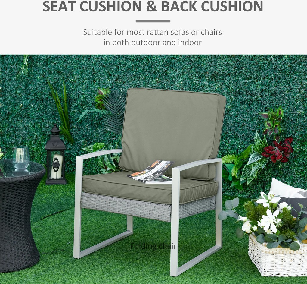 Outsunny Zestaw 2 poduszek na siedzisko 56 x 52 cm, Poduszki na krzesła z zamkiem, Pokrycie z materiału, 7 cm grubości, Możliwość prania, Ciemnoszary