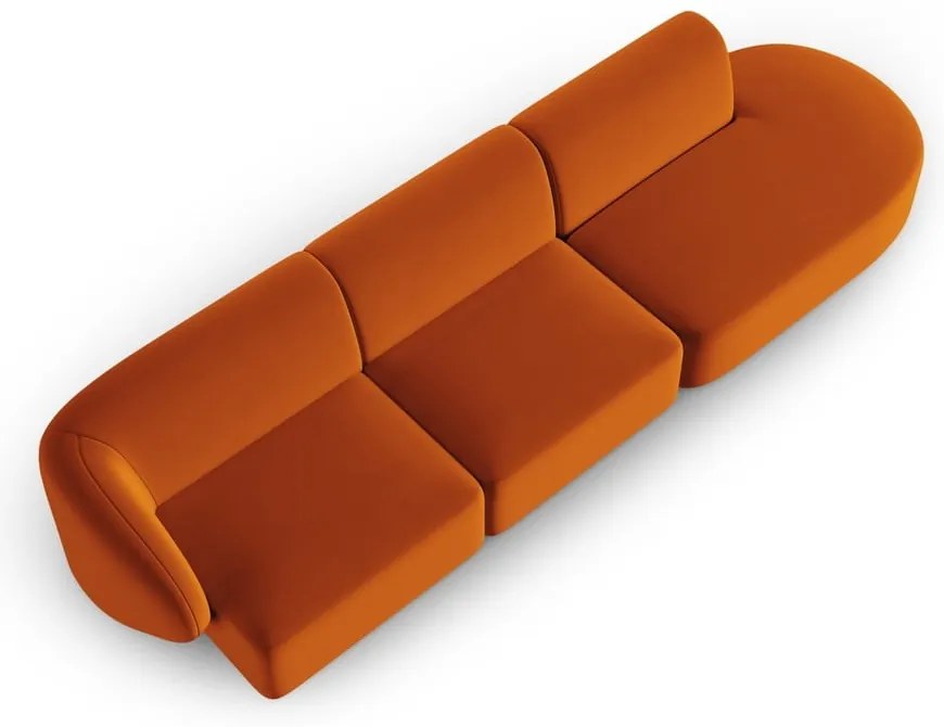 Aksamitna sofa lewostronna w kolorze terakoty 311 cm Paolo – Milo Casa