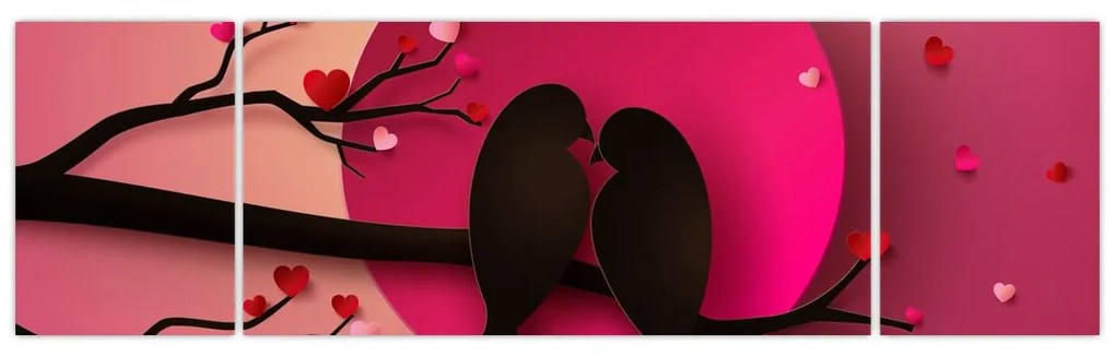 Obraz - Zakochane ptaki (170x50 cm)