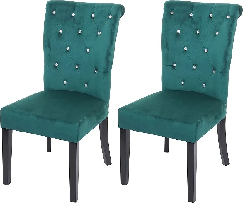 Krzesło do jadalni MCW-D22 (zestaw 2 sztuk),  ciemnozielony, czarne nogi