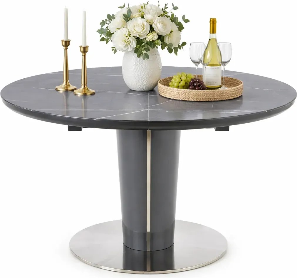 Szklany okrągły stół z rozkładanym blatem T2-C08